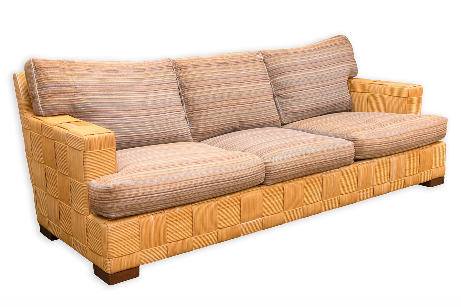 John Hutton for Donghia, Block Island Woven Rattan Sofa Mid-Century Modern Design (1 of 11)