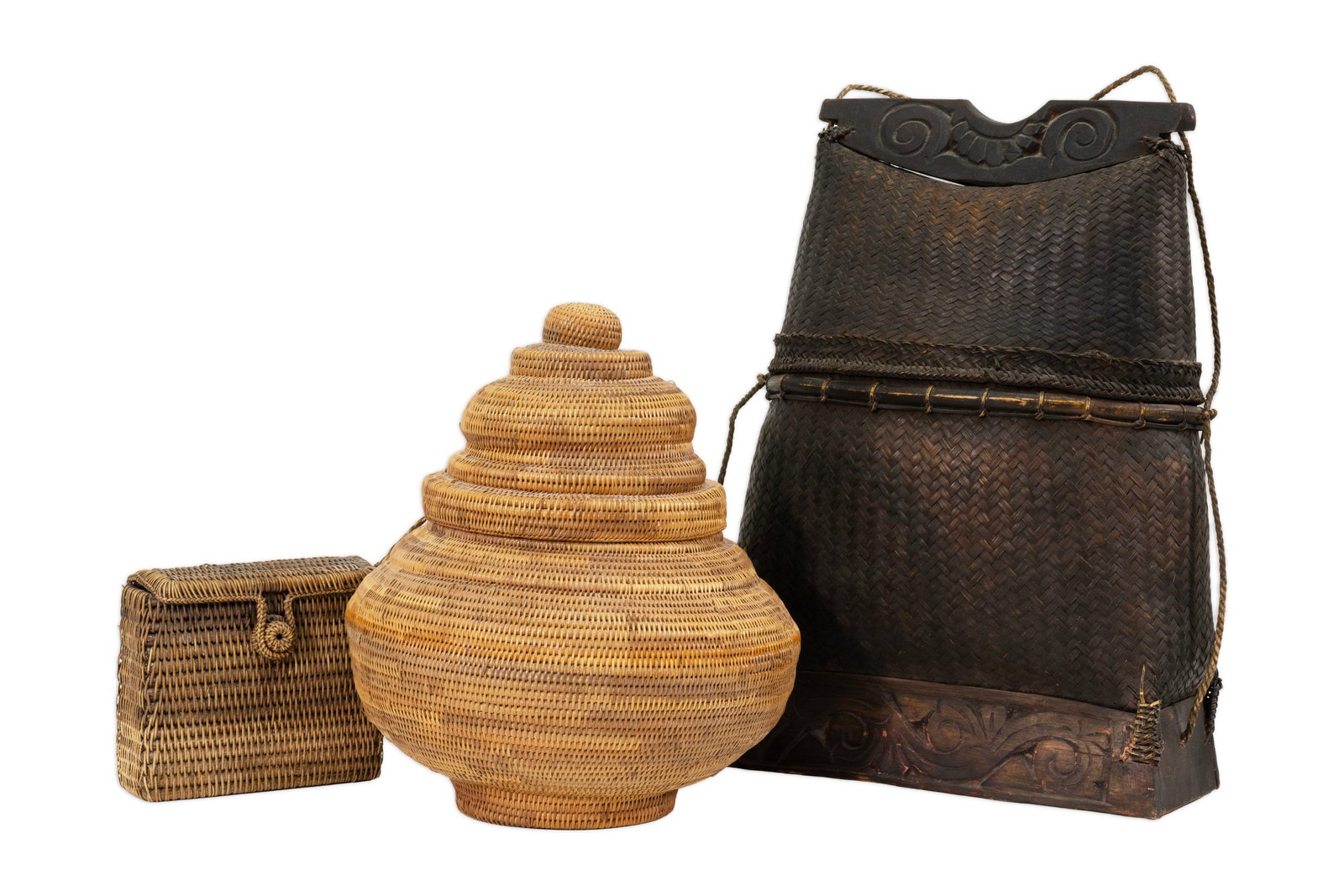 Indonesian Woven Lompak Basket Collection Southeast Asian Decorative Art (1 of 7)