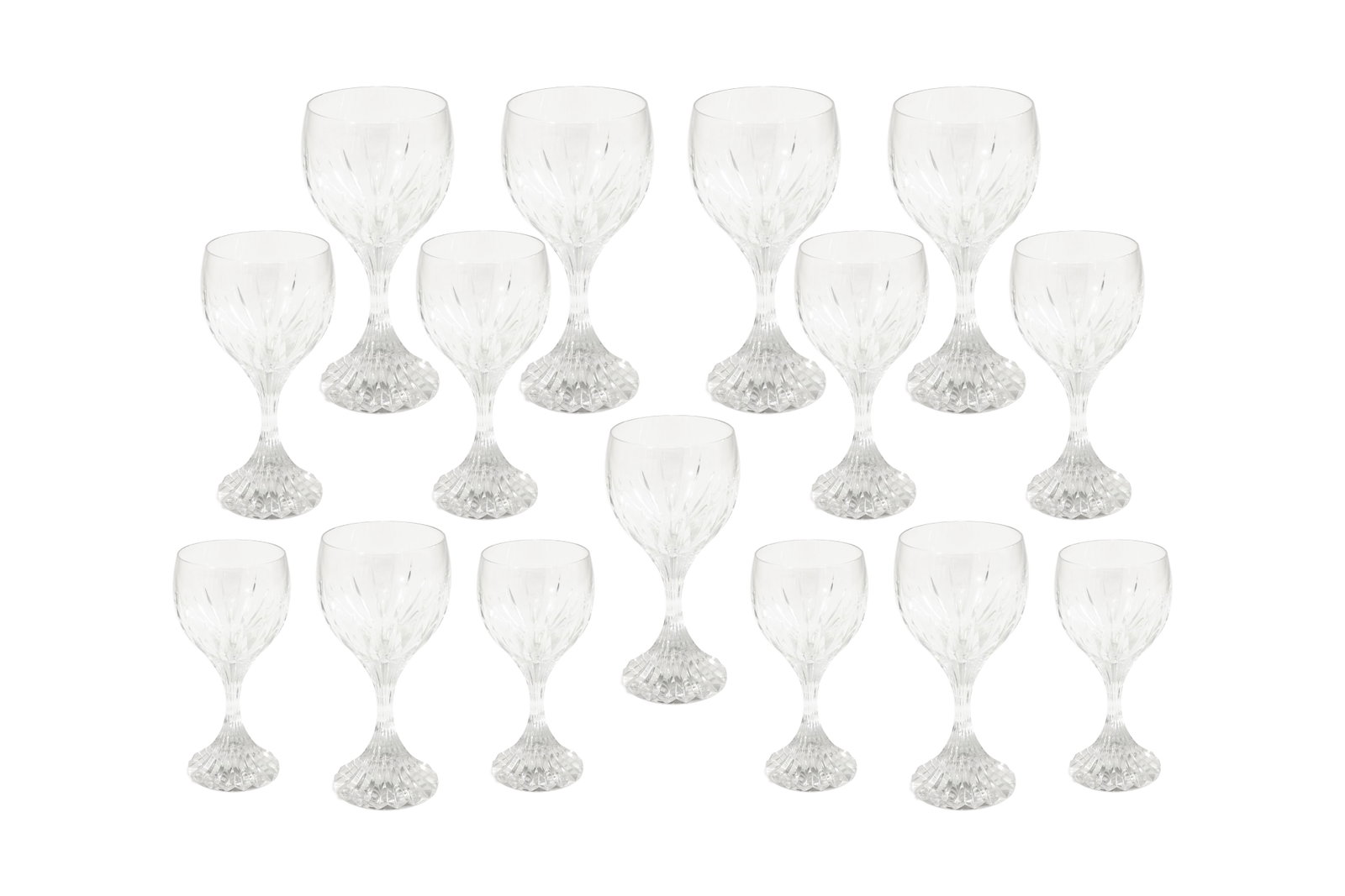 Baccarat - Massena Cut Crystal Stemware, Set of 15 Glasses (Four) 6” / (Seven) 6.5” / (1 of 5)