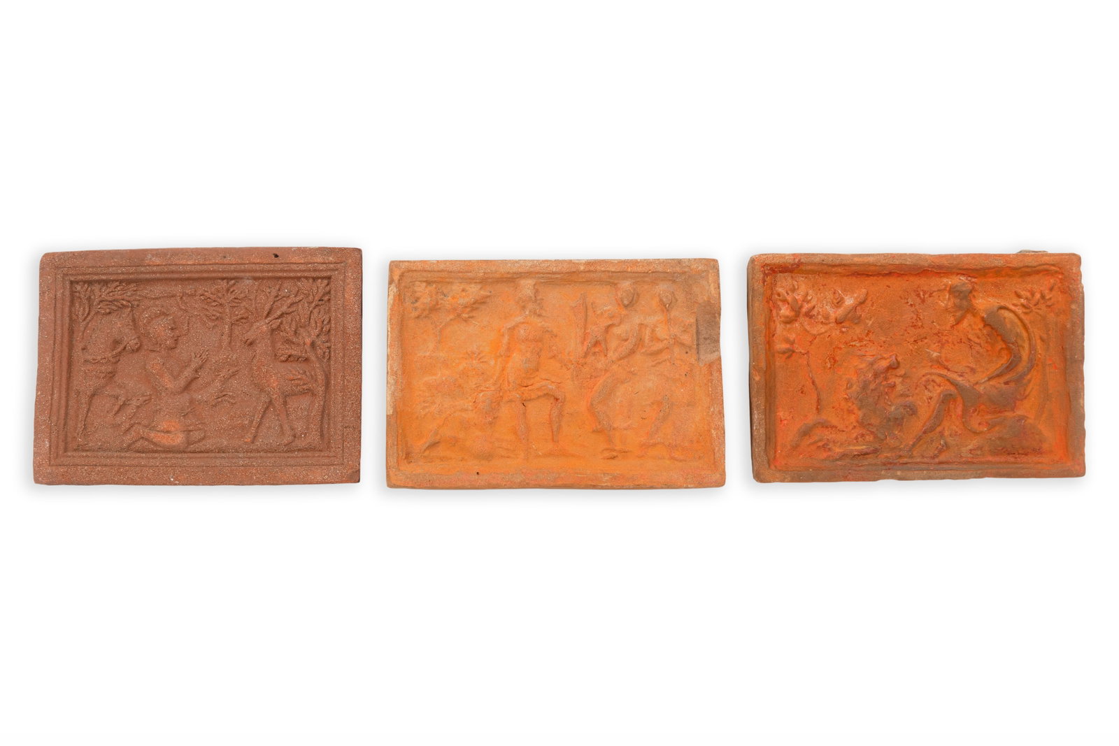 Antwerp Hearthstone Set of 3 Terracotta Tiles Figural Relief Decoration, 16th-17th Century Belgium (1 of 5)
