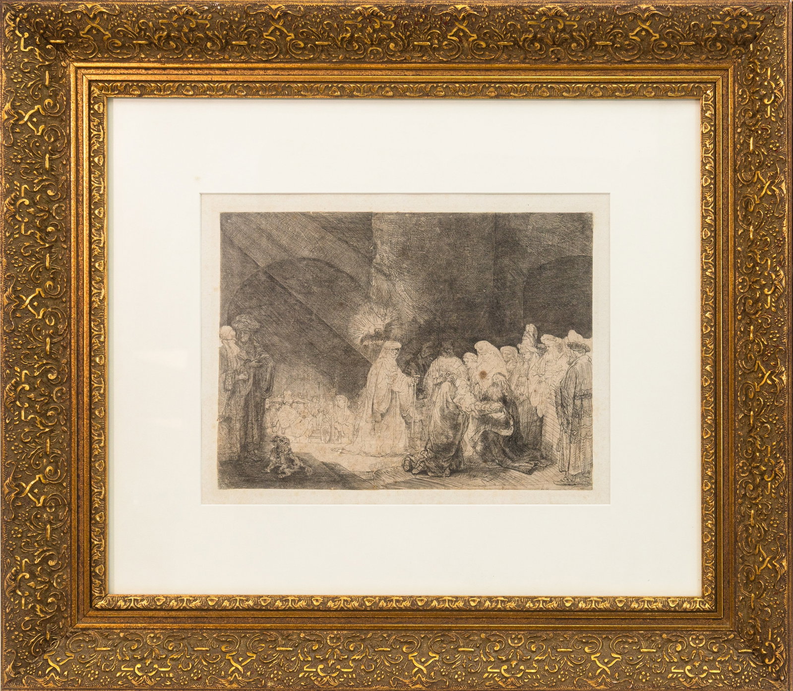 Rembrandt van Rijn - The Presentation in the Temple: Oblong Plate 1639 (Bartsch 49) Etching Paper (1 of 6)
