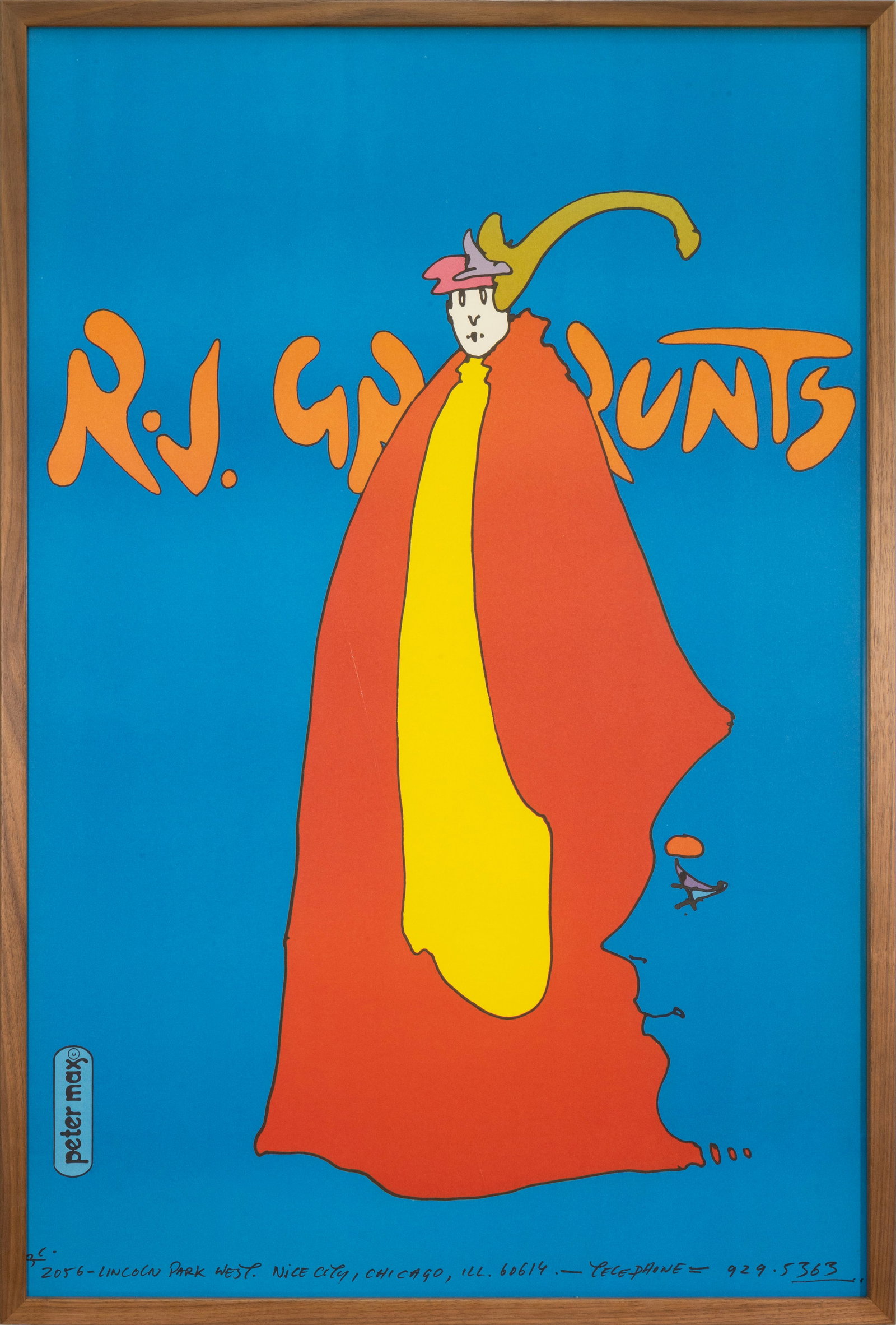 Peter Max - R.J. Grunts (Chicago) 1971 Original Vintage Pop Art Retro Lithographic Poster Framed (1 of 6)