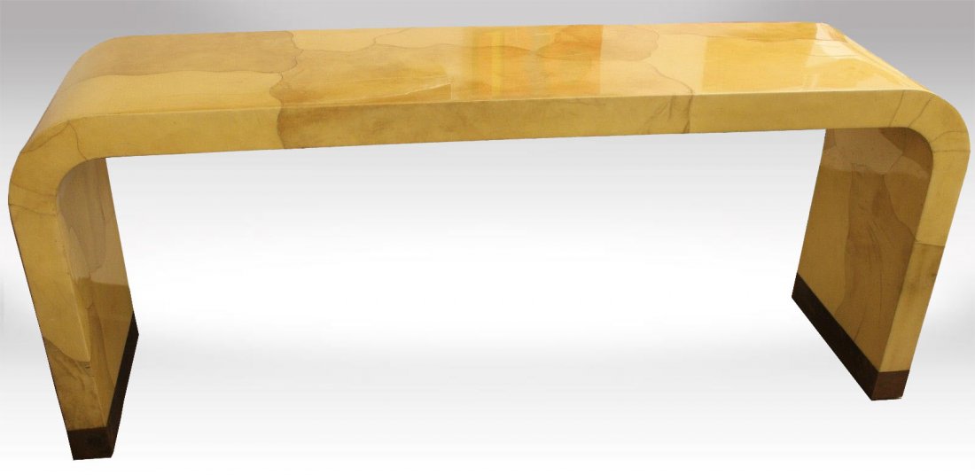 Karl Springer Lacquer Parchment Goatskin Console Table (1 of 7)