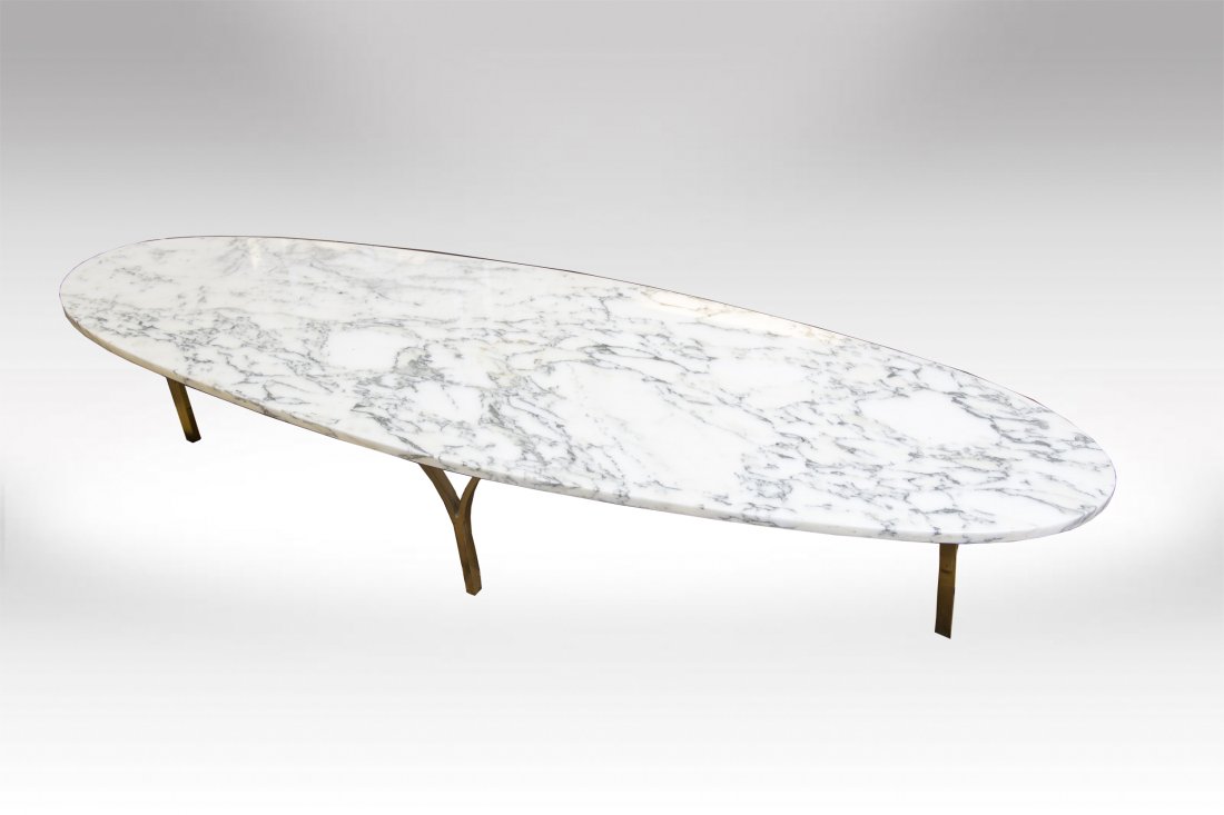 Pair of White Surfboard Italian Marble Tables (1 of 3)
