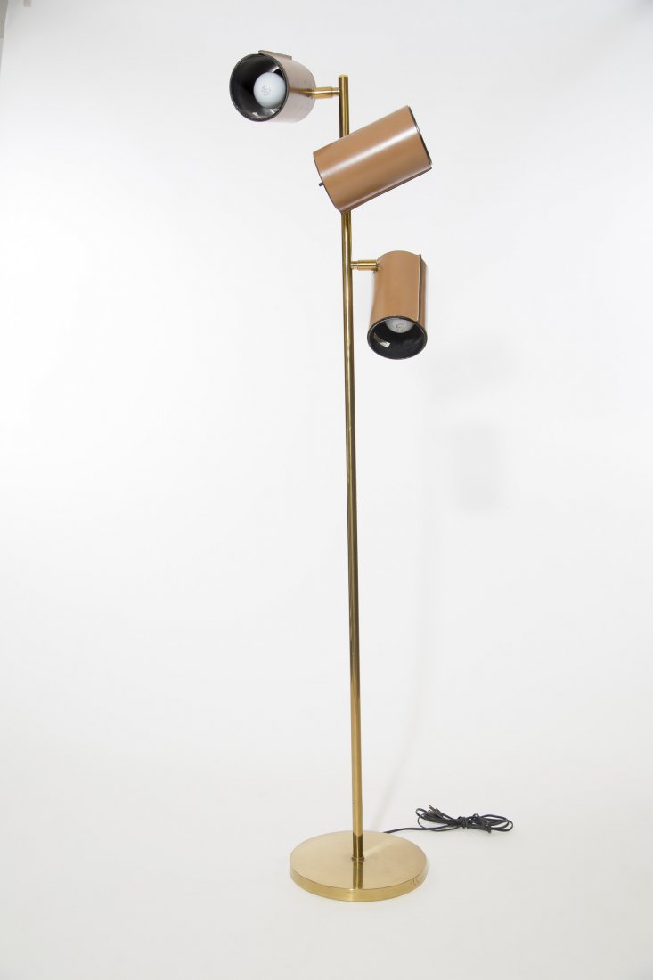 Koch & Lowy Brass & Leather Floor Lamp (1 of 5)
