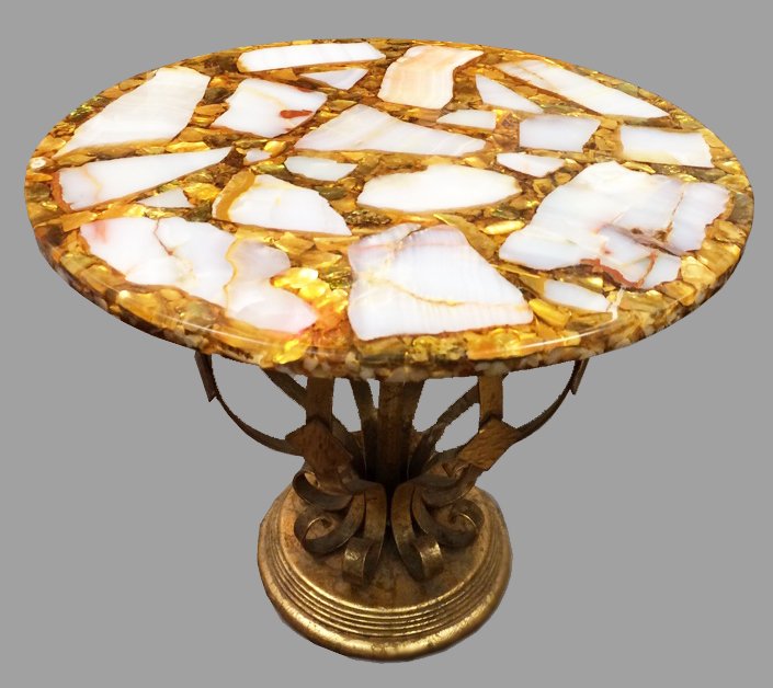 Hollywood Regency Agate Abalone Side End Table 1960's (1 of 10)