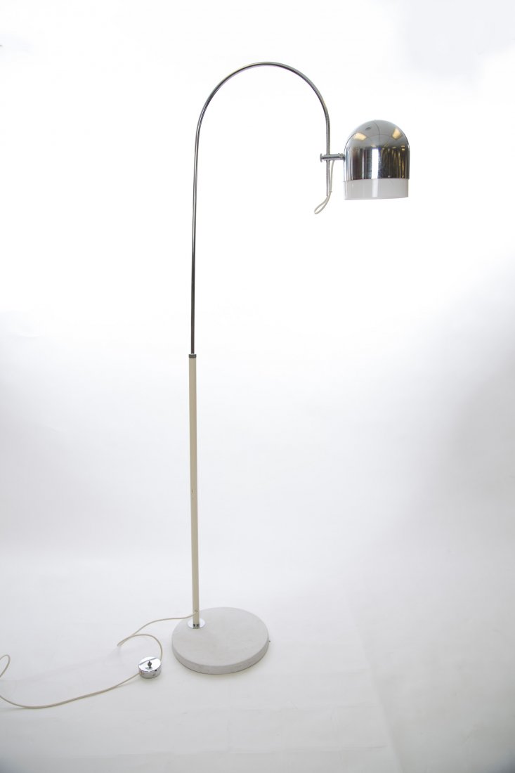 Mid Century Modern White Mini Arc Floor Lamp (1 of 6)