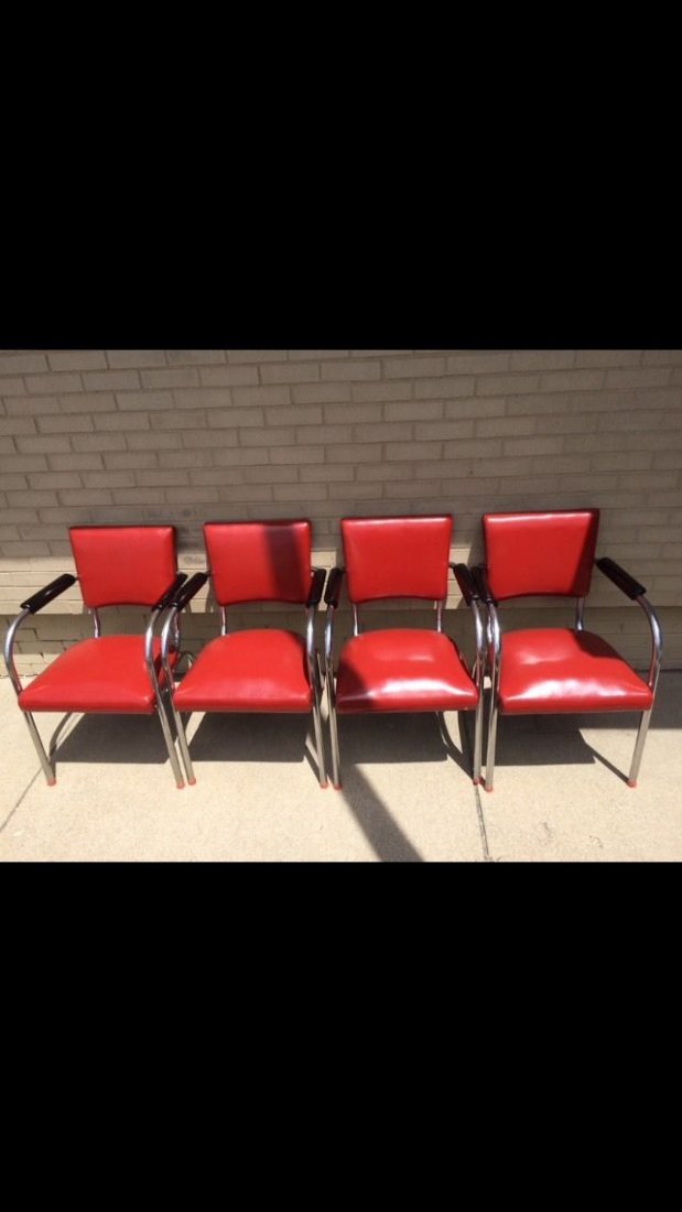Wolfgang Hoffman Howell Set of 4 Chairs Chrome Vinyl (1 of 8)
