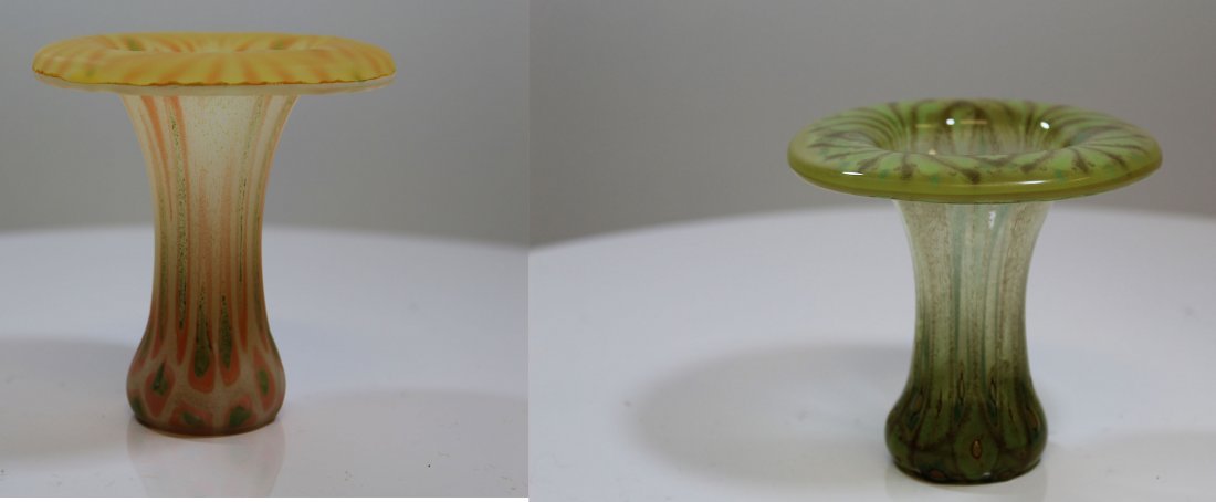 Lot of 2 Signed Glass Vases by Higgins (1 of 4)