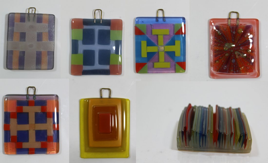 Lot of 7 Hand Signed Higgins Glass Pendants (1 of 8)