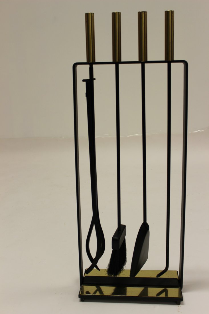 Wrought Iron & Brass Pilgrim Fireplace Tool Set (1 of 3)