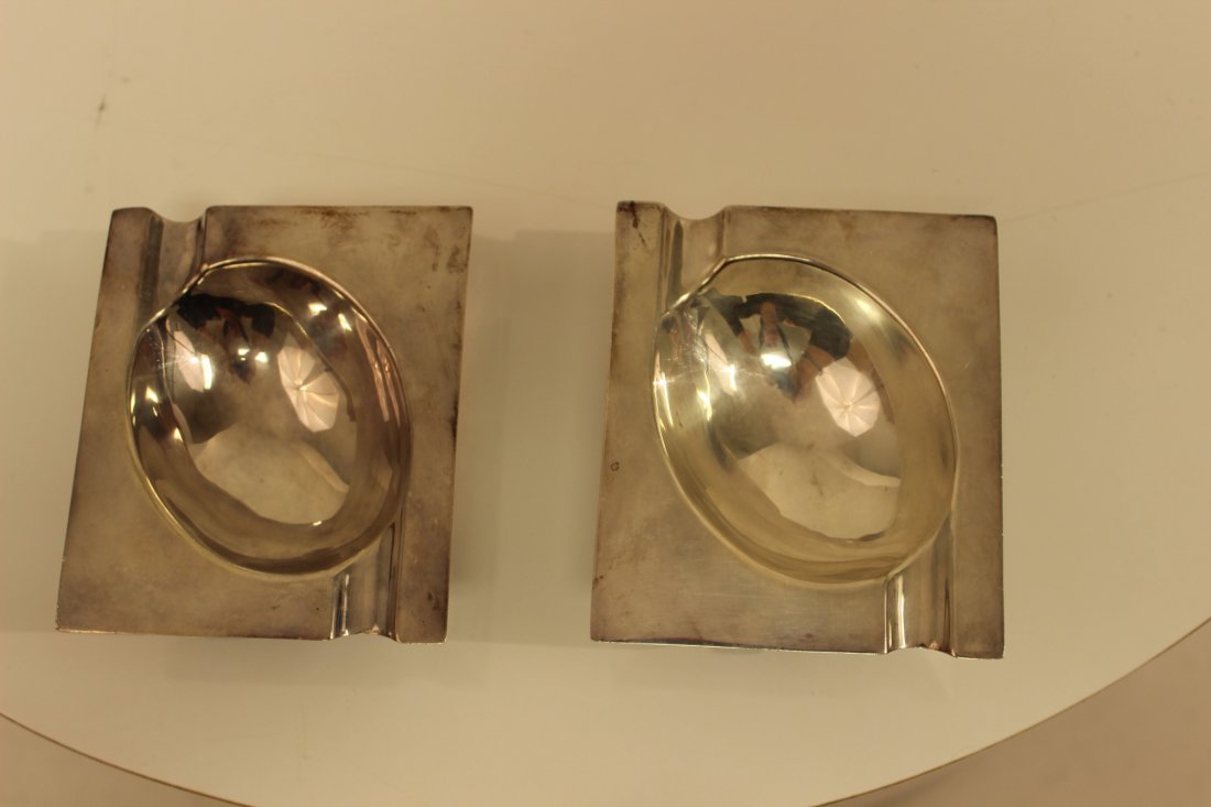 Alpaca/Spanish Pair of Sterling Silver Ash Trays: Alpaca/Spanish Pair of Sterling Silver Ash Traysart deco sterling ash trays Mint 3.25" W x 3.7" L x 1.5" H Each