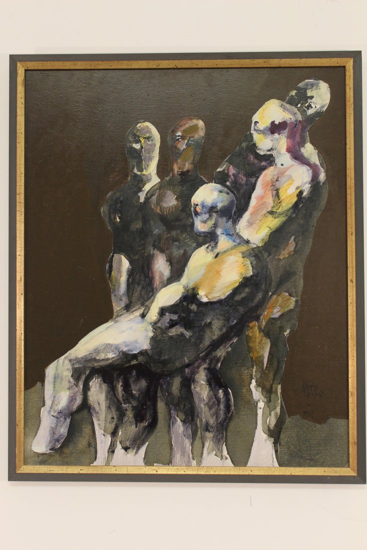 Christos Caras signed Oil Painting "Study For Good (1 of 7)