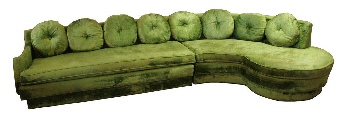 Crushed Velvet Two Piece Green Sectional Sofa (1 of 7)