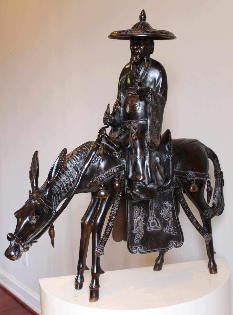 Chinese Cast Iron Sculpture Man on Horse (1 of 10)