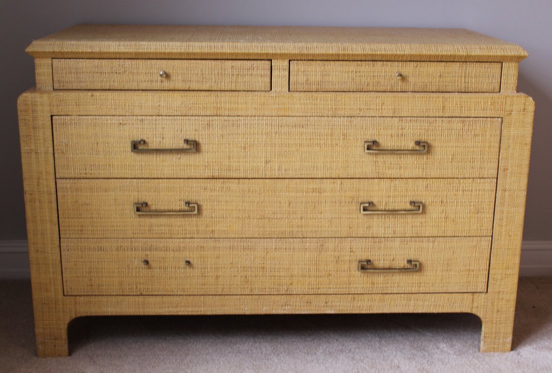 Lacquered Grasscloth Chest Dresser Springer Erra: Dimensions:48" L x 20" W x 32" H