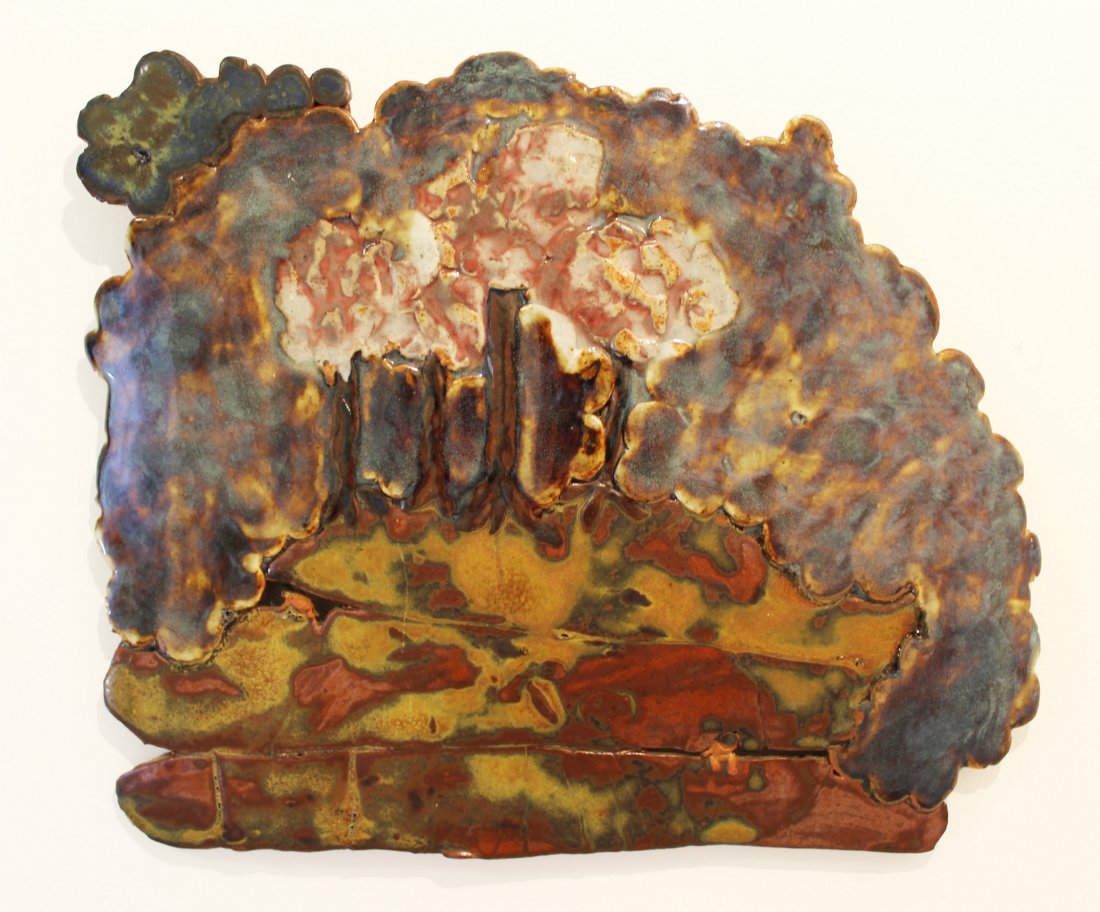 John Glick Plum Tree Pottery Ceramic Wall Plaque (1 of 7)