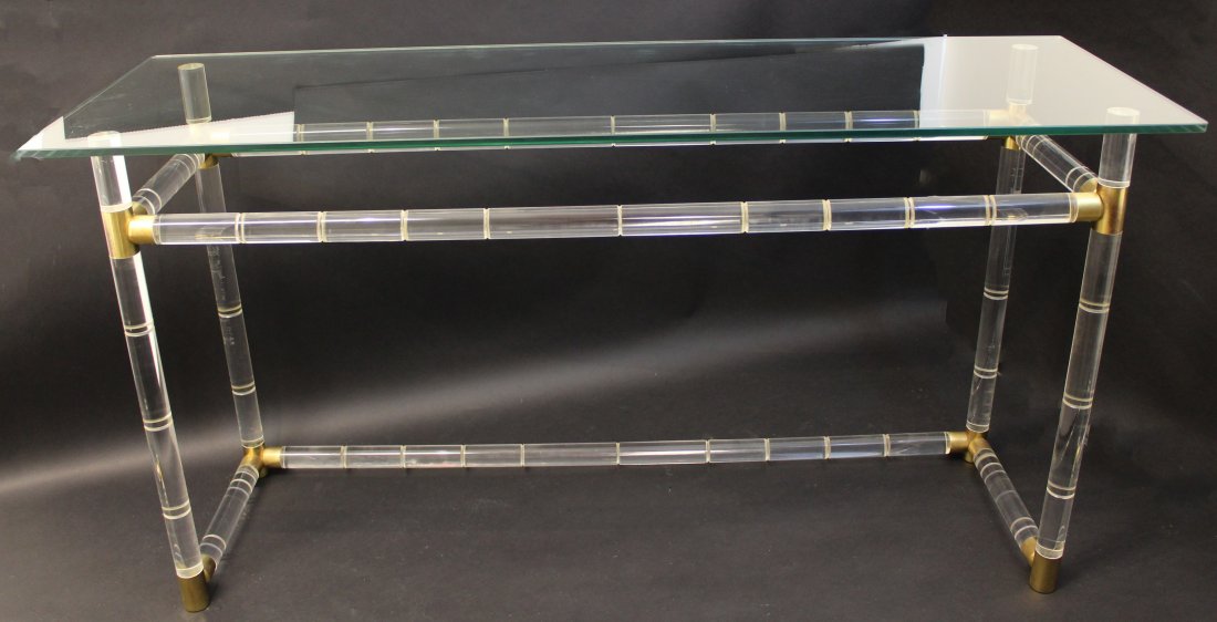 Charles Hollis Jones Lucite Glass & Brass Console Table (1 of 8)