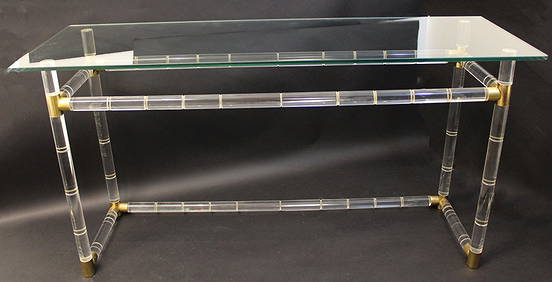 Charles Hollis Jones Lucite Glass & Brass Console Table (1 of 8)