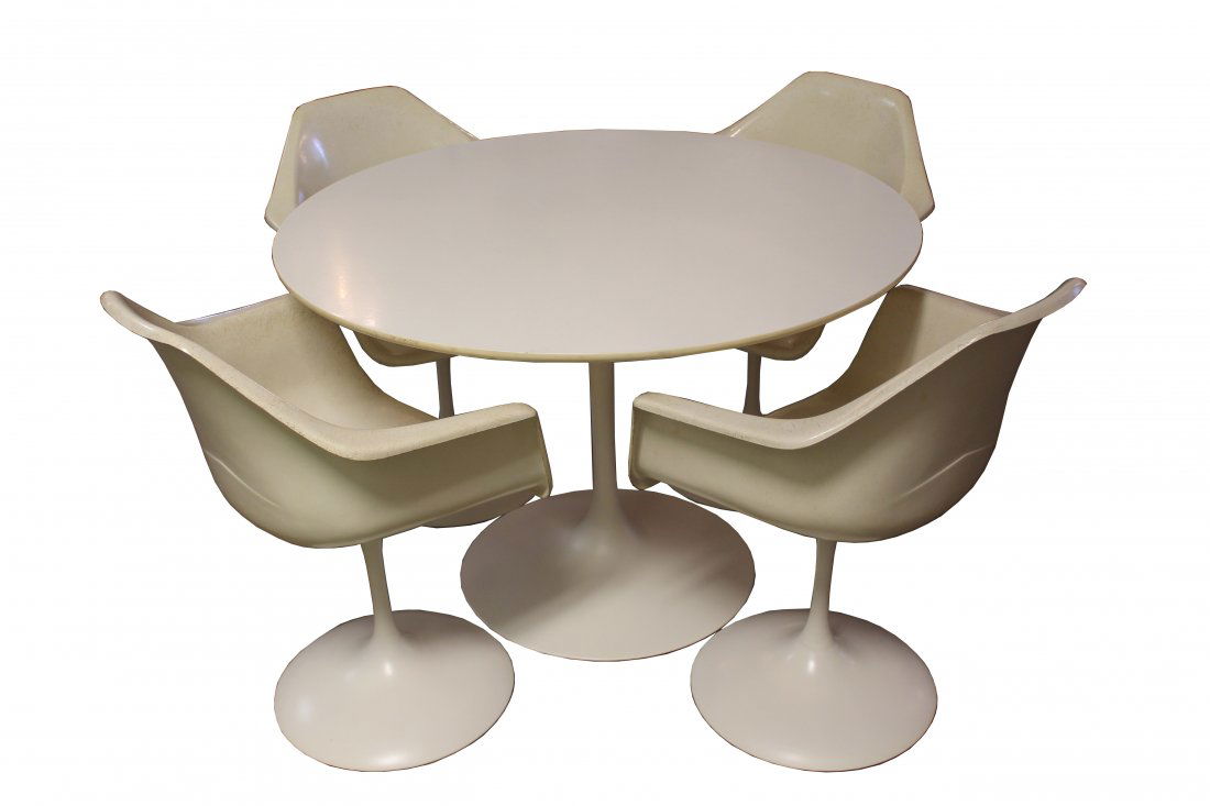 Burke Tulip Dining Table & Four Armchairs Knoll Era (1 of 9)