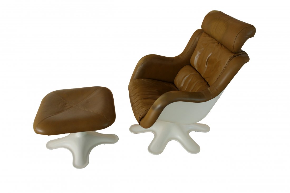 YrjÃ¶ Kukkapuro for Haimi oy Finland Leather Chair and (1 of 8)