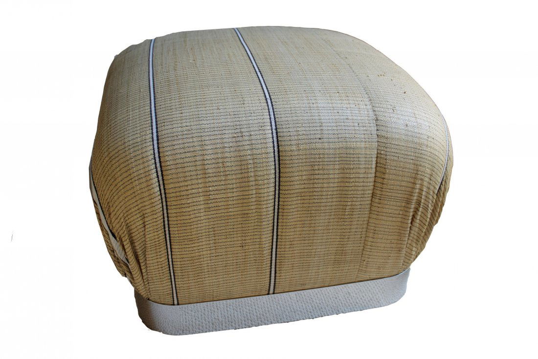 Karl Springer Pouf Ottoman On Wheels with Chrome Frame (1 of 5)