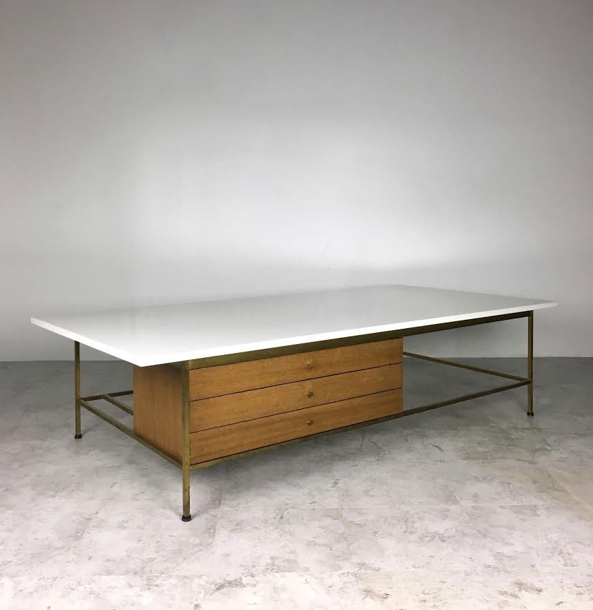 Paul McCobb Calvin Vitrolite White Glass Brass Coffee (1 of 10)