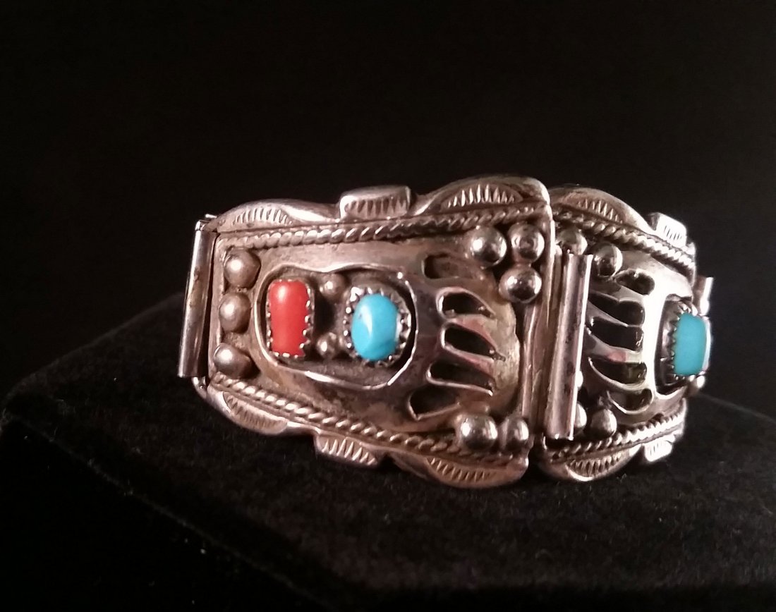 Native American Turquoise Sterling Silver Watch Band (1 of 3)