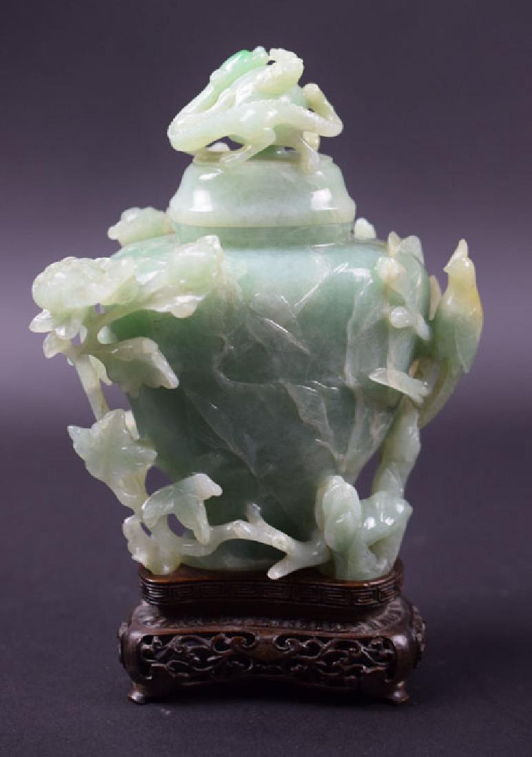 Chinese Qing carved Large jade urn with lid (1 of 7)