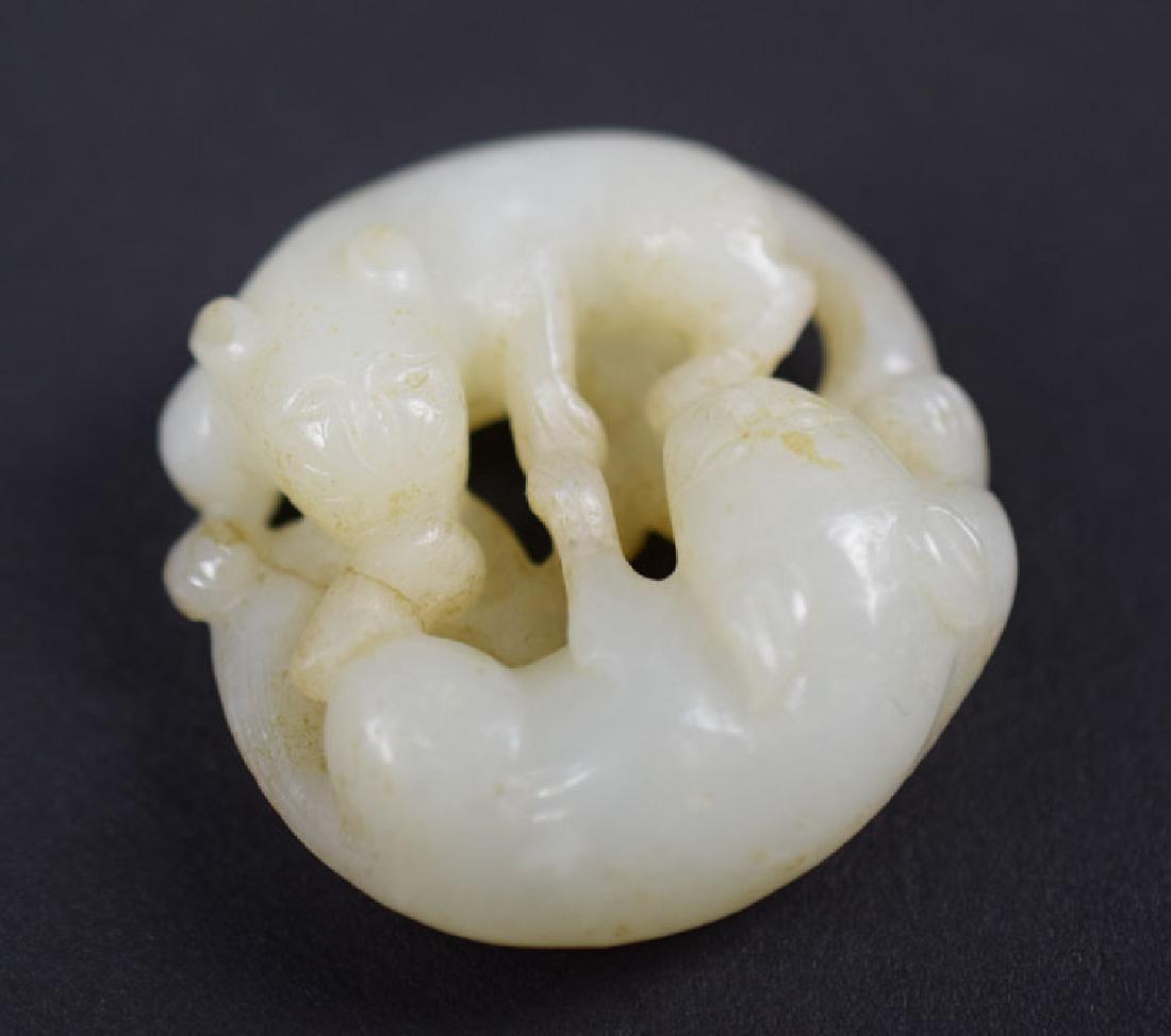 Chinese carved white double cat (1 of 3)