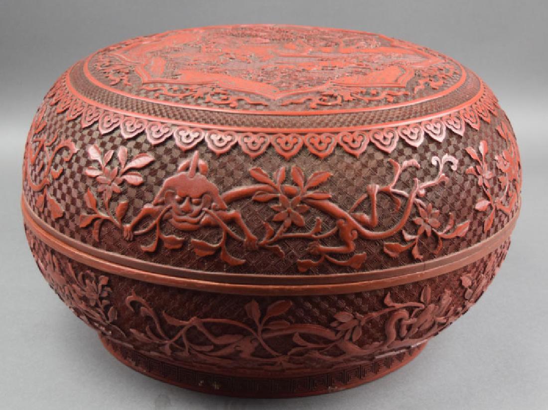 Large Chinese Qing Cinnabar round box (1 of 9)