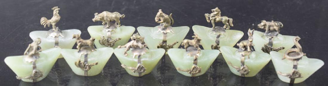 11 pieces Chinese silver over stone zodiac (1 of 3)