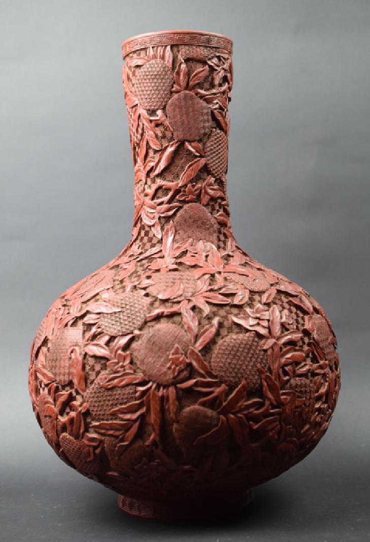 Chinese Qing Qianlong style Cinnabar vase (1 of 5)