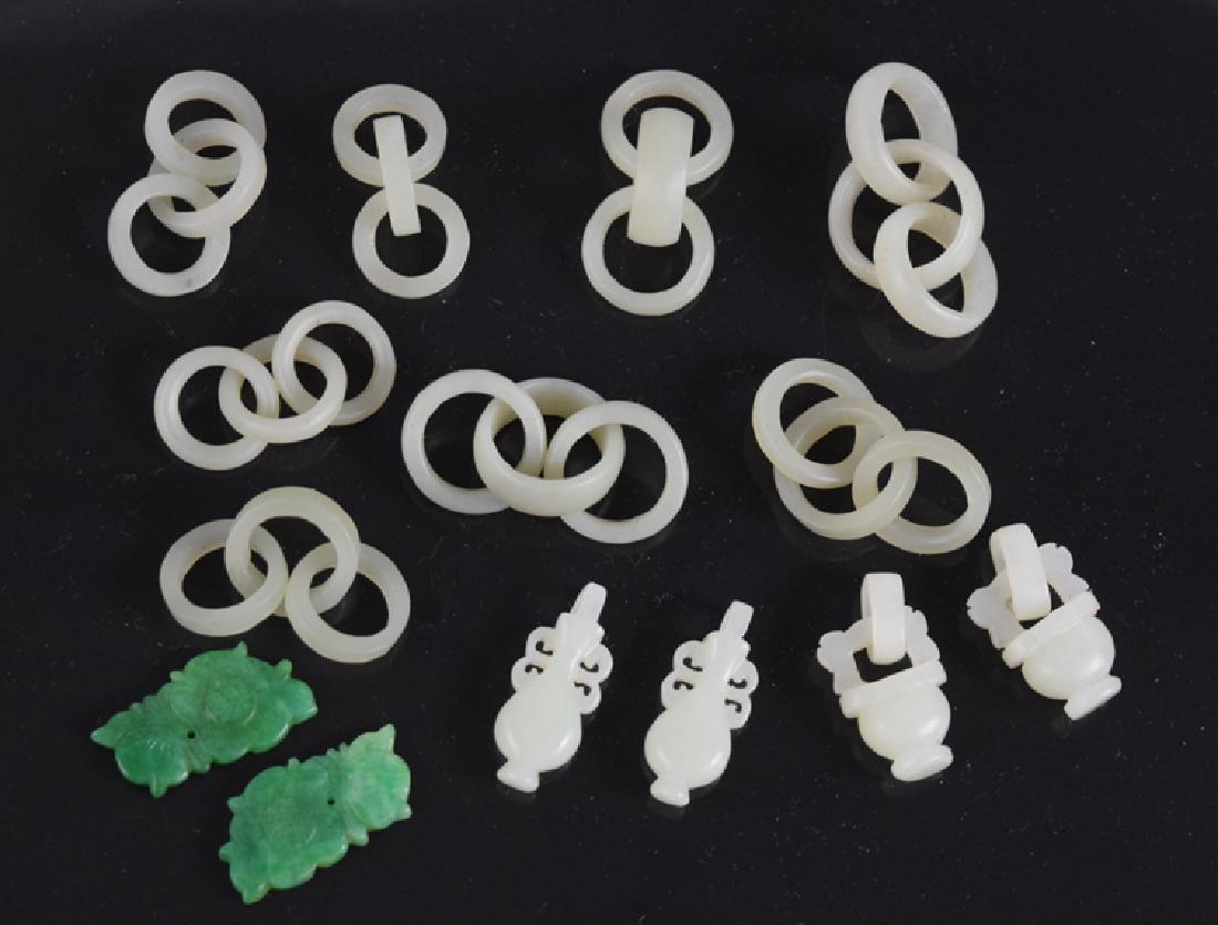 14 pieces Chinese carved jade rings and pendants (1 of 3)