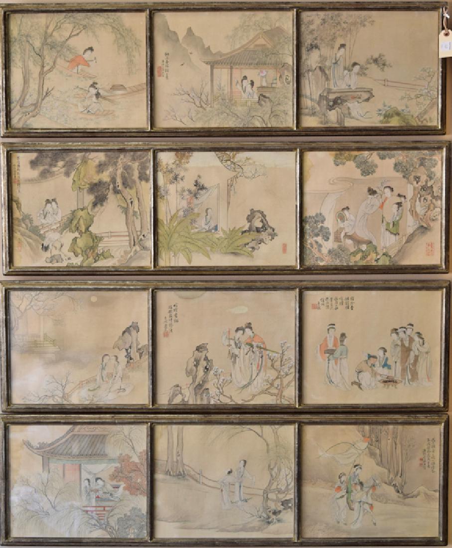 Chinese watercolor painted 12 page album on silk (1 of 7)