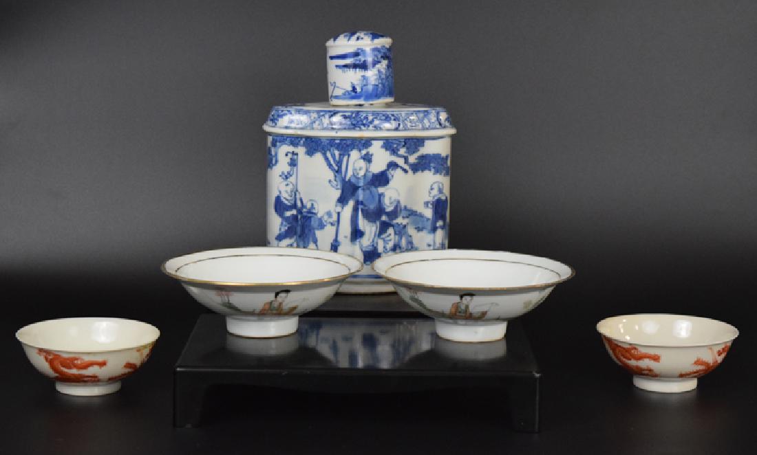 Five pieces Chinese antique porcelain bowls and tea (1 of 9)
