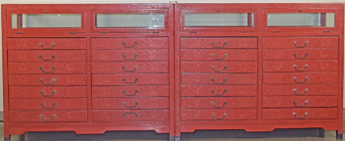 Pr. Chinese carved cinnabar jewelry display cabinet (1 of 6)
