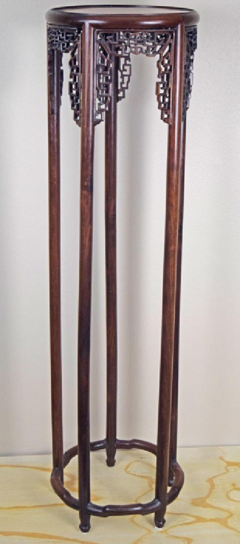 Chinese Qing carve round rosewood pedestal (1 of 7)