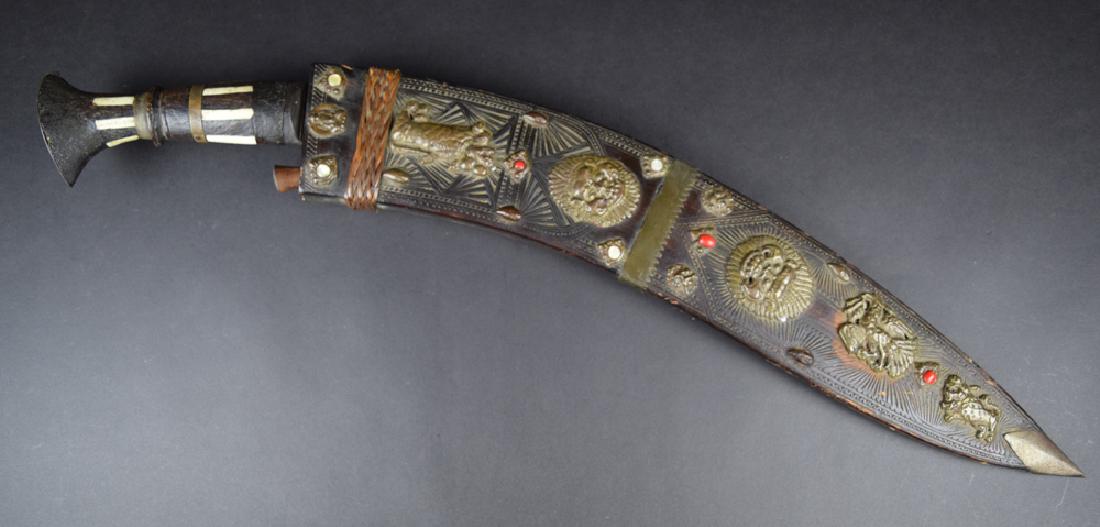 Large 19th Cen. Nepalese Silver/Gold Mounted (1 of 10)