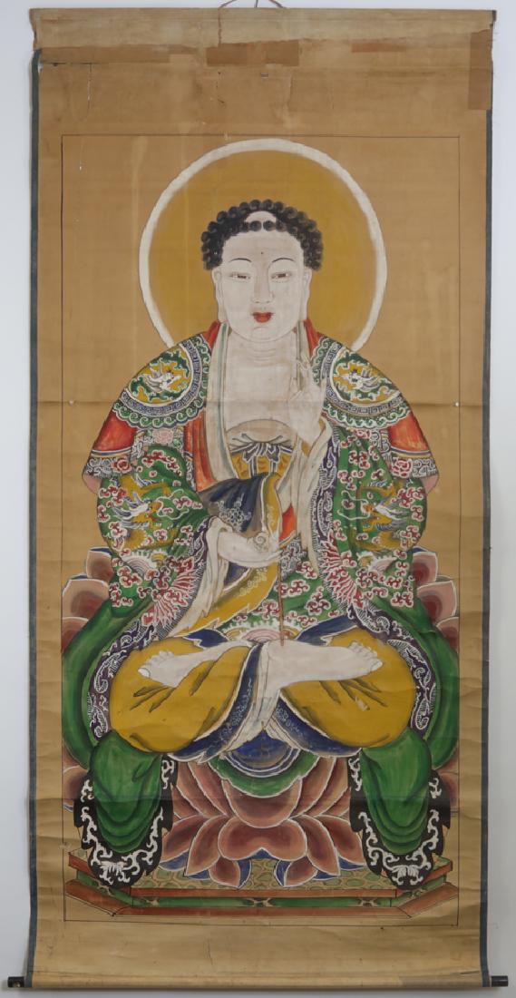 Chinese Qing watercolor painted scroll (1 of 6)