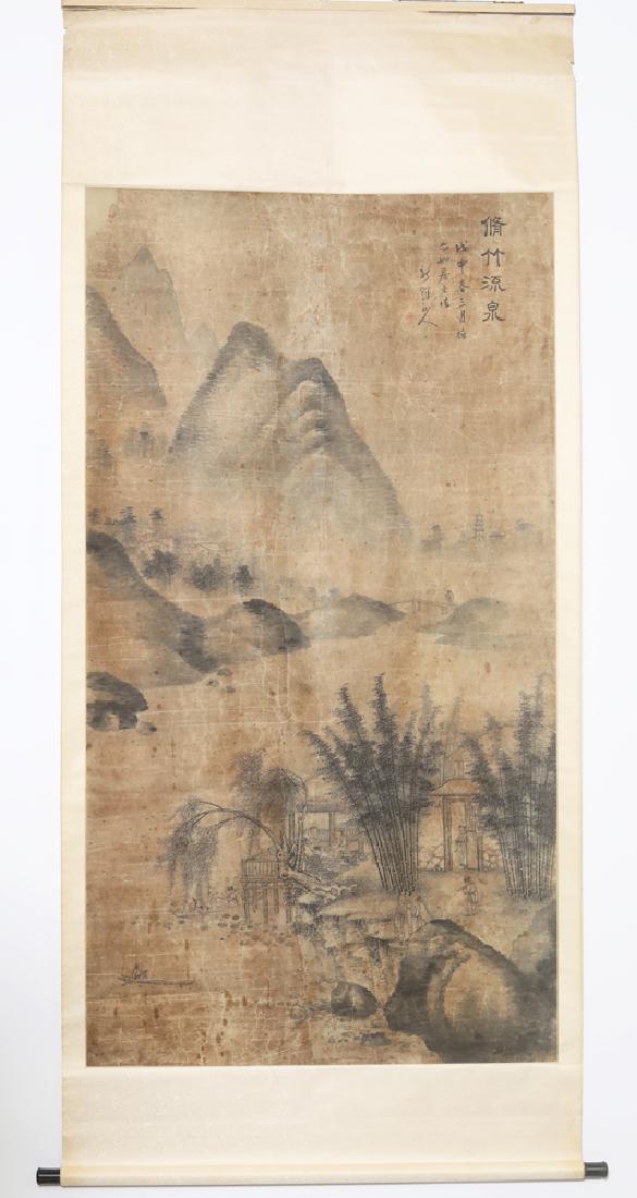 Chinese Qing watercolor painted scroll (1 of 10)