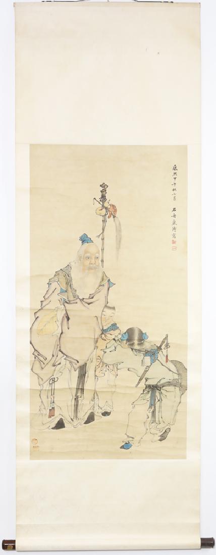 Chinese Qing watercolor painted scroll (1 of 7)