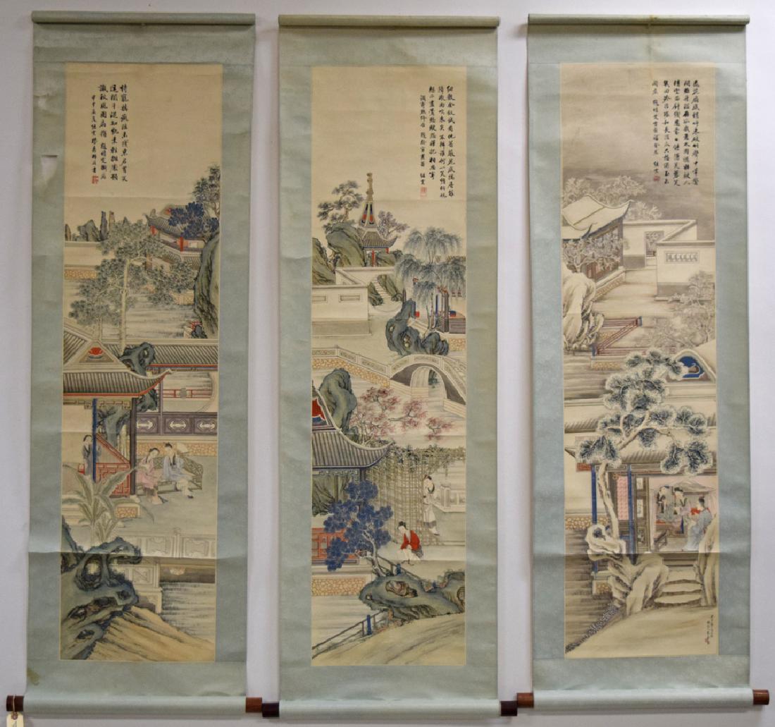 Set of three Chinese Republic watercolor painted (1 of 10)