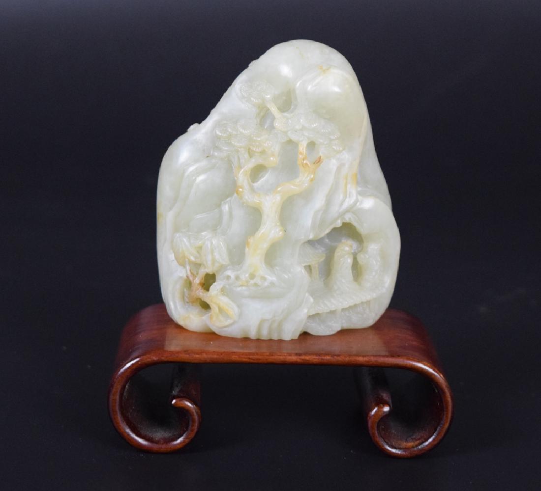 Chinese Qing carved white jade mountain (1 of 7)