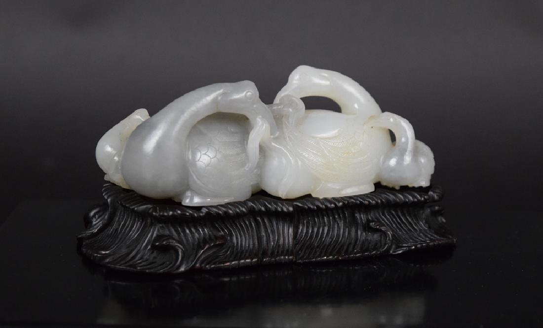 Chinese carved jade quadruple geese (1 of 4)