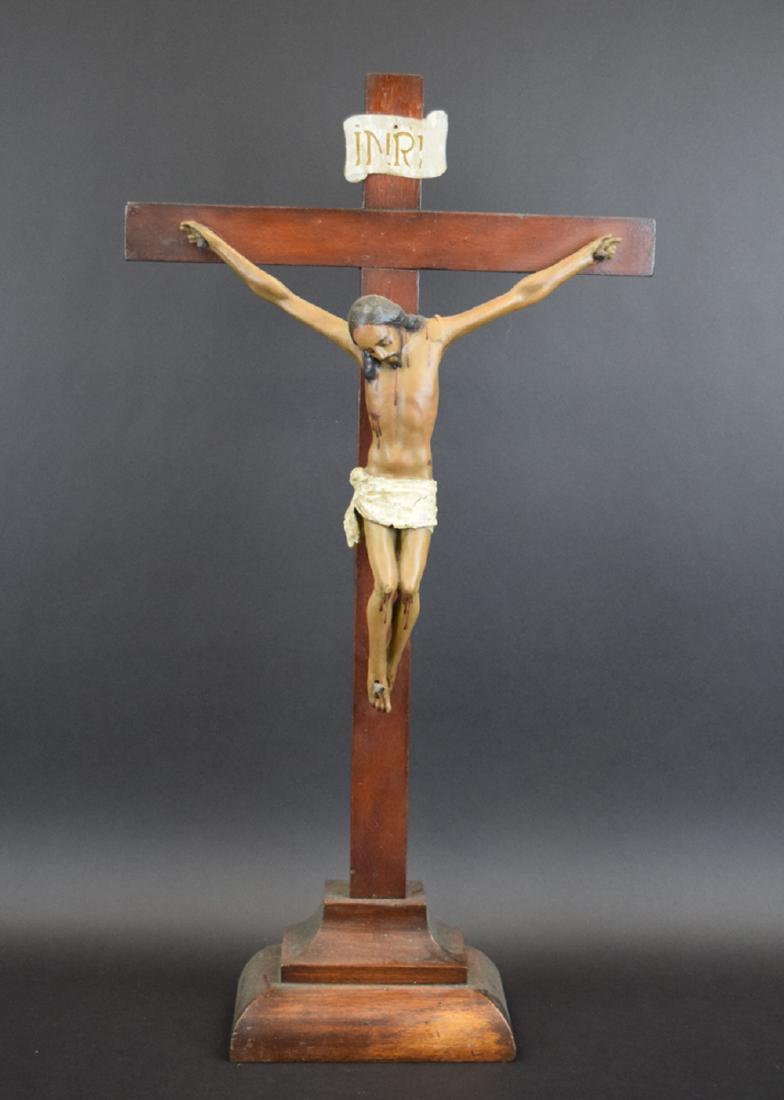 Large Antique wood carved crucifix (1 of 3)