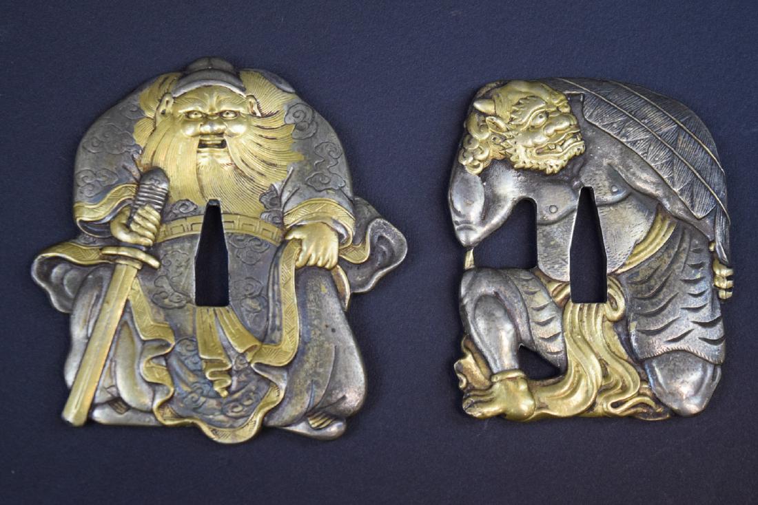 Pair of Silver and Gold Japanese Sword Dagger Tsubas (1 of 8)