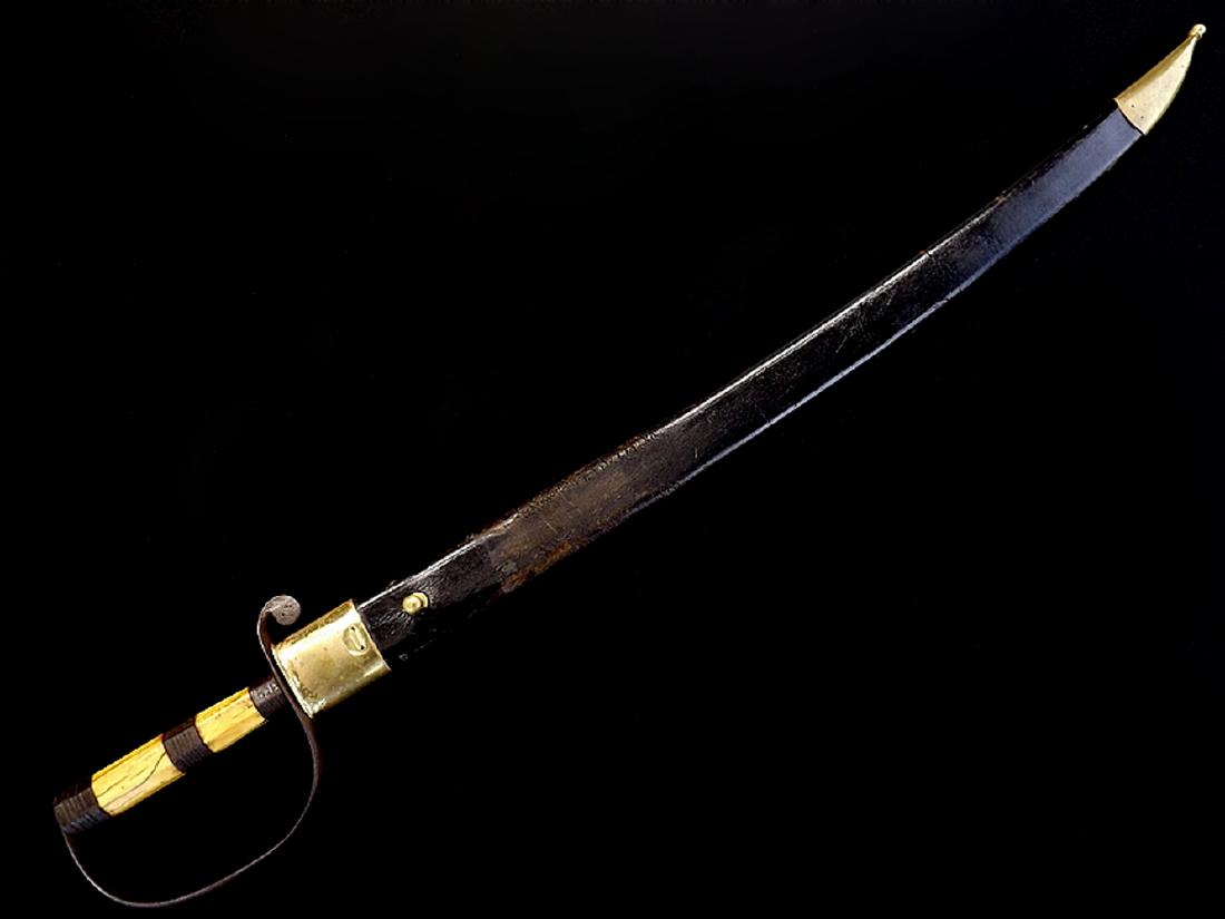 American Revolution Infantry Hanger Sword with Bone: American Revolution Infantry Hanger Sword with Bone Grip and Iron mountsIron D-guard hilt mounts with ferrule pommel and spacer boarding the fine bone grip sections. lightly curved fullered blade with