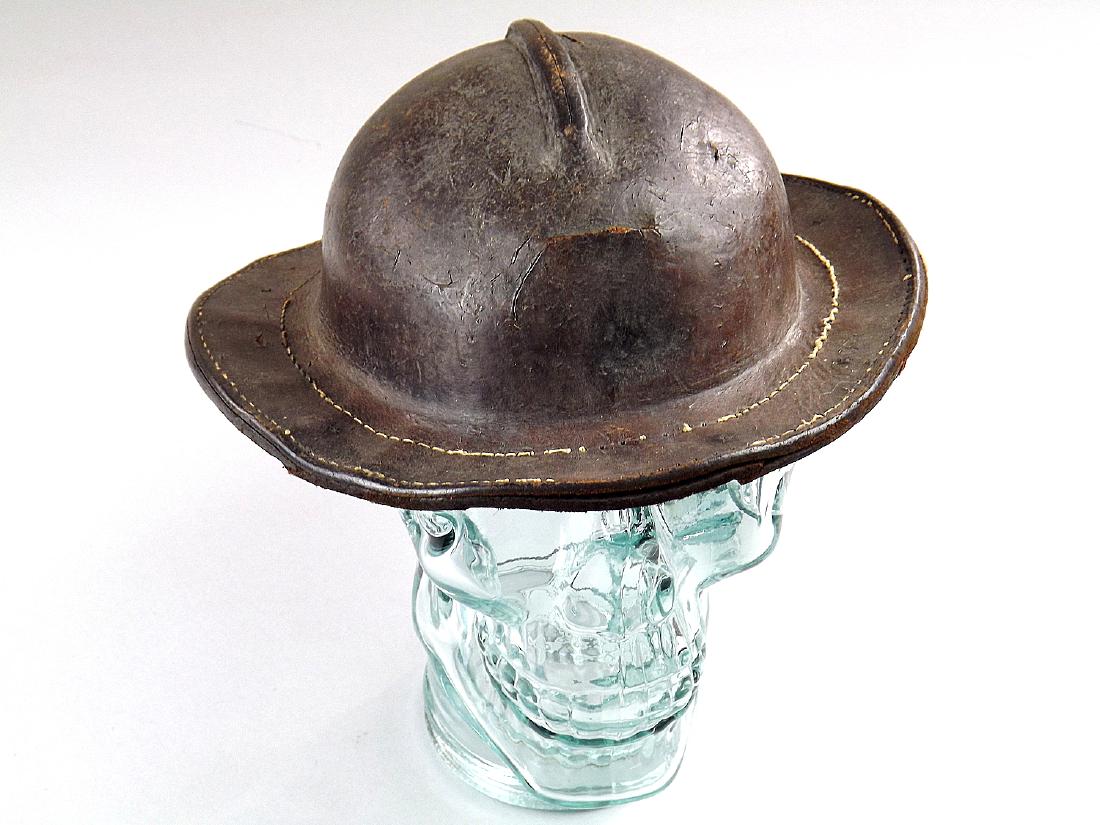 Revolutionary War - War of 1812 American navy naval: Revolutionary War - War of 1812 American navy naval Boarding Hat Helmet. Revolutionary War - War of 1812 Naval boarding helmet, made of hardened leather which in most cases would protect from even a c