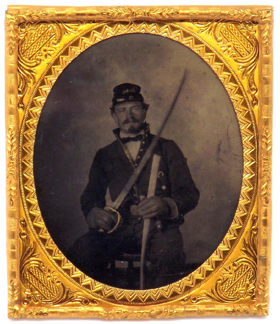 1/6 plate Tintype Image of a Cool looking Civil War: 1/6 plate Tintype Image of a Cool looking Civil War Cavalry Soldier Armed with a Sword & Pistol